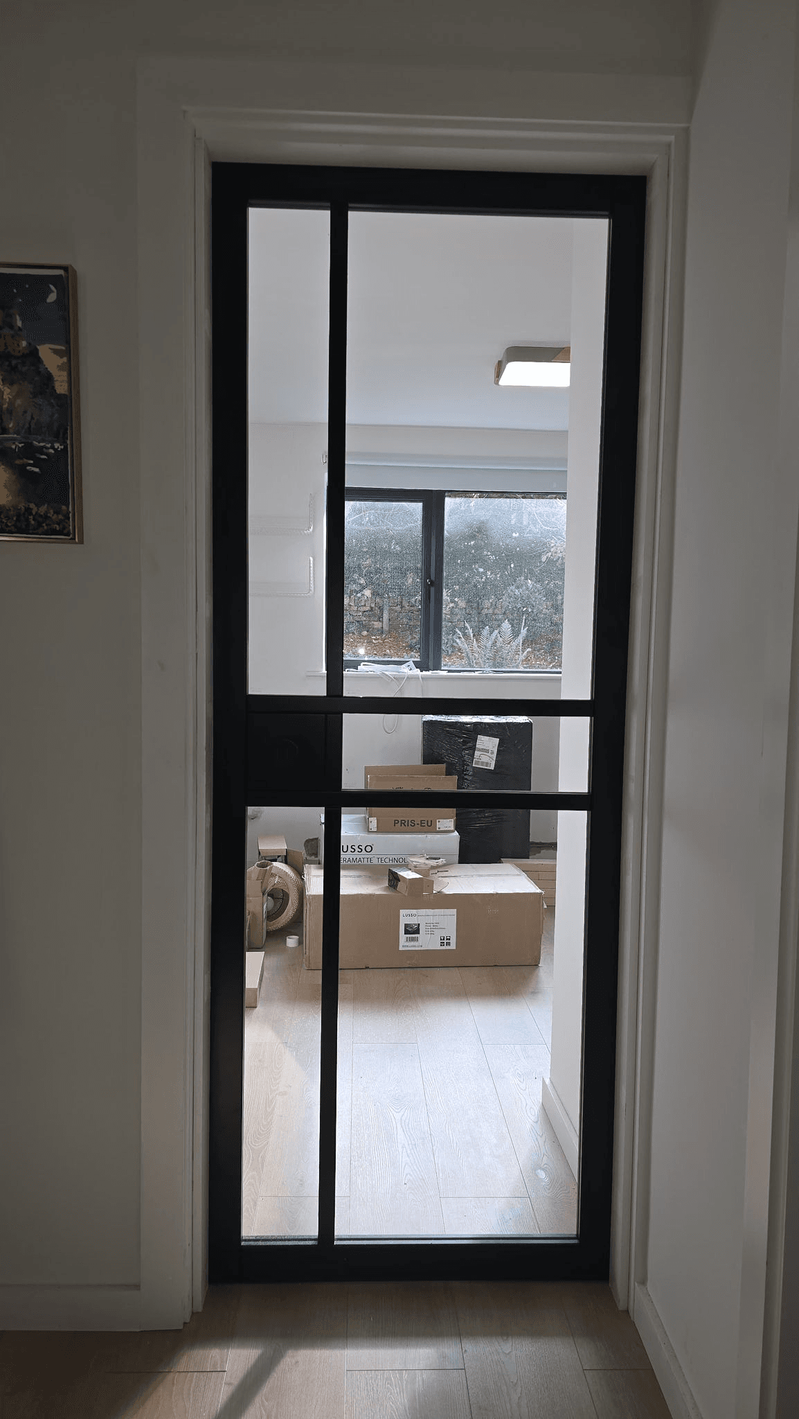 Steel frame glass internal door